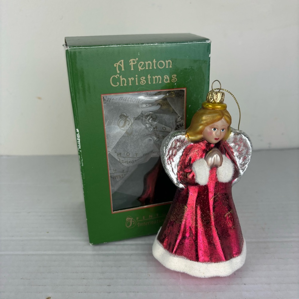 FENTON glass Angel ornament in original box